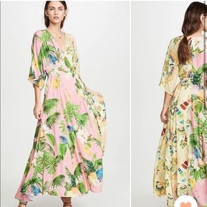 FARM Rio Colorful Birds Mixed Print Wrap Dress